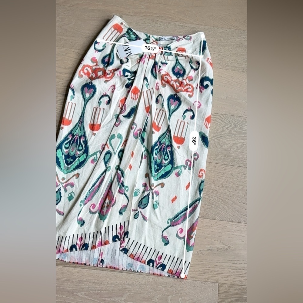Zara Linen Blend Knotted Pareo Skirt - Picture 4 of 5